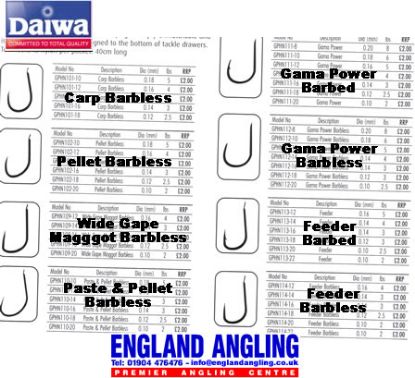 Picture of DAIWA Hooks To Nylon - Feeder Barbless, ten per pack, 40cm SIZE 22