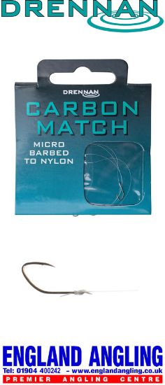 Picture of DRENNAN Carbon Match Microbarbed Hooks to Nylon 35cm (approx 14in)