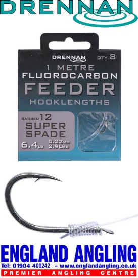 Picture of DRENNAN Fluorocarbon Feeder Hooklengths Super Spade (8 per pack)
