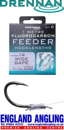 Picture of DRENNAN Fluorocarbon Feeder Hooklengths Wide Gape (8 per pack)
