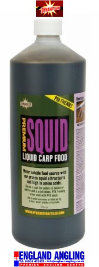 Picture of DYNAMITE BAITS Liquid Carp Food Premium Squid Liquid (PVA Friendly) 1 Litre