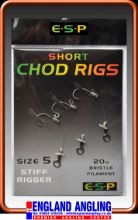 Picture of ESP Chod Rigs - Short Chod Rigs (3 per pack) Size 5 Barbed 20lbs