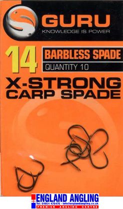 Picture of GURU X-Strong Hooks Spade End Barbless SZ18 (10 per pack)