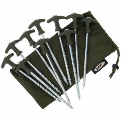 Picture of NGT Bivvy Pegs 8inch (Pack of 10 in carry bag) *SALE*