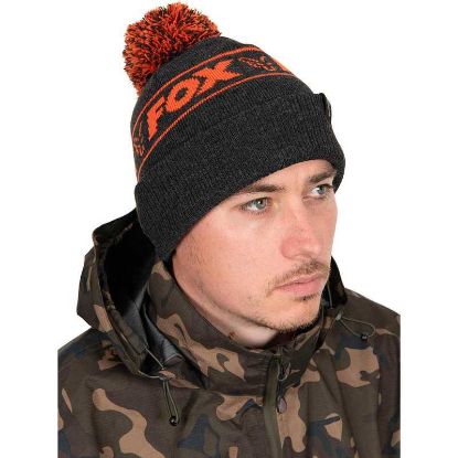 Picture of FOX Collection Bobble Hat Black and Orange