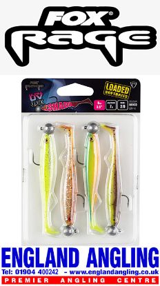 Picture of FOX Rage Slick Shad 9cm Mixed UV Colour Pack of 4 LOADED 7g, 2/0 head