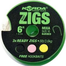 Picture of KORDA Ready Zigs (3 per pack) 6ft Sz 10 Barbed
