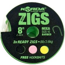 Picture of KORDA Ready Zigs (3 per pack) 8ft Sz 10 Barbed