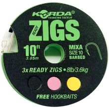 Picture of KORDA Ready Zigs (3 per pack) 10ft Sz 10 Barbed
