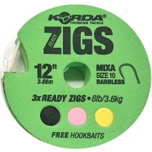 Picture of KORDA Ready Zigs (3 per pack) 12ft Sz 10 Barbless