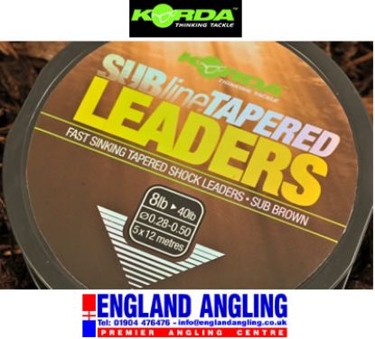 Picture of KORDA Subline Tapered Leaders 0.28mm - 0.50mm  8lbs to 40lbs *SALE*