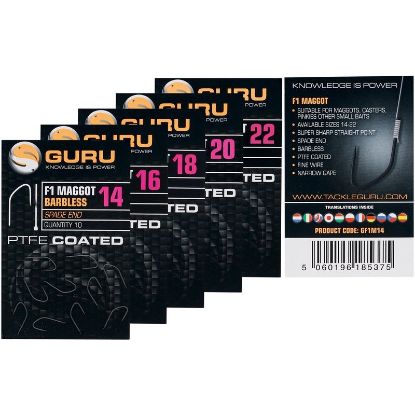 Picture of GURU F1 Maggot Hook PTFE Coated (Ten per pack, spade end, barbless)