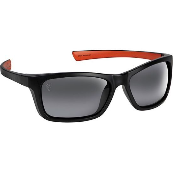 Picture of FOX Collection Wraps Black/Orange Polarized Sunglasses with Grey Lens