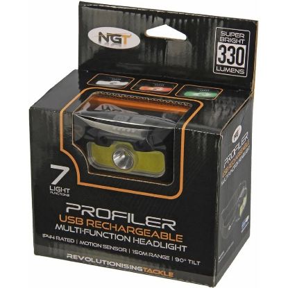 Picture of NGT Profiler Headlight - 330 Lumens USB Rechargeable Motion Sensor Headlight with Case *SALE*
