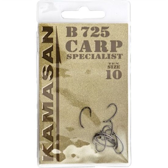 Picture of KAMASAN B725 Barbed Specialist Curved Shank Carp Hooks Size 10 Barbed *SALE*