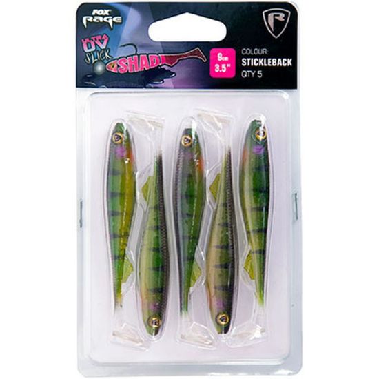 Picture of FOX Rage Slick Shad Ultra UV 9cm STICKLEBACK (Pack of 5)