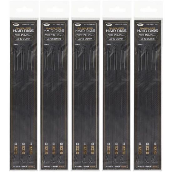 Picture of NGT Hair Rigs Size 8 Barbless 15lbs (6 rigs per pack)