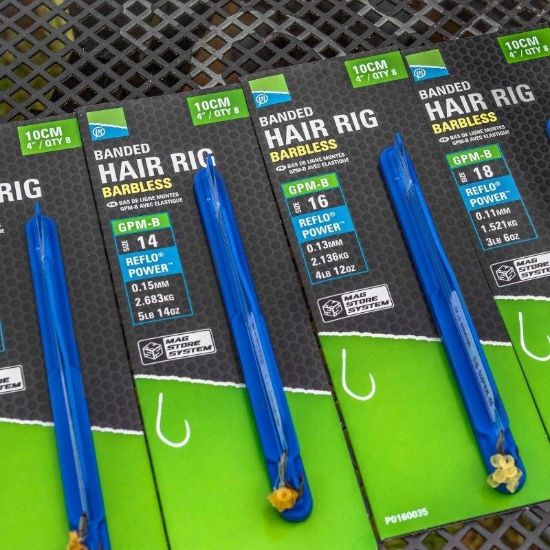 Picture of PRESTON GPM-B Banded Hair Rigs 4in/10cm Barbless