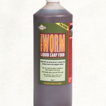 Picture of DYNAMITE BAITS Liquid Carp Food Premium WORM (PVA Friendly) 1 Litre